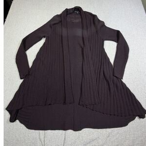 Eileen Fisher Women  S Brown Wool Long Sleeve Open Front Layering Cardigan